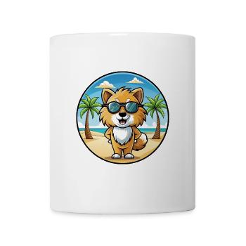 Spielzeug Deutscher Spitz Hund Rasse Cartoon Sonnenbrille Strand - Tasse - Weiß - Vorne