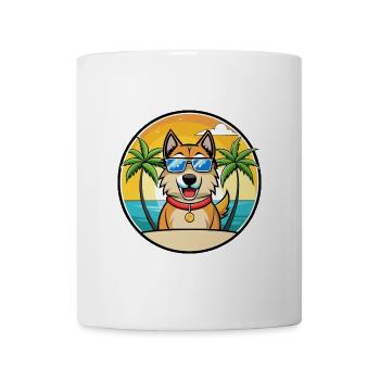 Schäferhund Rasse Cartoon Sonnenbrille Strand - Tasse - Weiß - Vorne