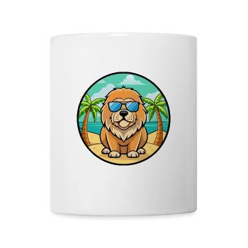 Tibetische Dogge Hunderasse Cartoon Sonnenbrille Strand - Tasse - Weiß - Vorne