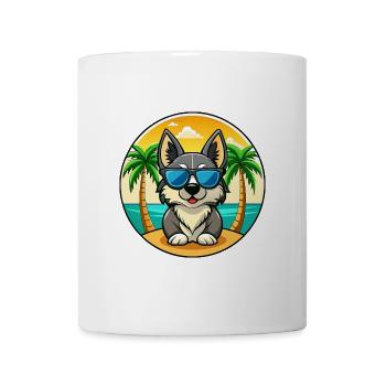 Schwedische Vallhund Hunderasse Cartoon Sonnenbrille Strand - Tasse - Weiß - Vorne