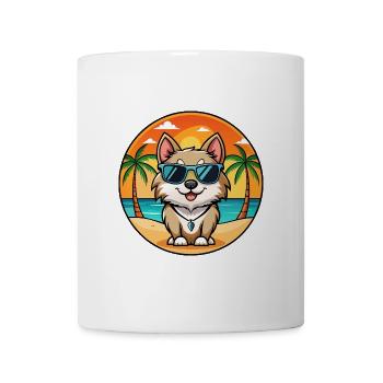 Schwedische Lapphund Hunderasse Cartoon Sonnenbrille Strand - Tasse - Weiß - Vorne