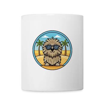 Puli Chien Race Dessin Animé Lunettes De Soleil Plage - Mug blanc - blanc - Devant