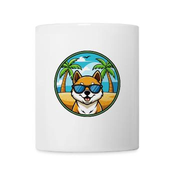 Shikoku Hunderasse Cartoon Sonnenbrille Strand - Tasse - Weiß - Vorne