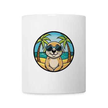 Seskar phoque chien race dessin animé lunettes de soleil plage - Mug blanc - blanc - Devant