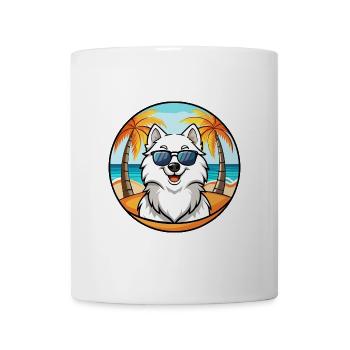 Samoyed Dog Breed Cartoon Sunglasses Beach - Mug - white - Front