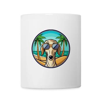 Saluki Hund Rasse Cartoon Sonnenbrille Strand - Tasse - Weiß - Vorne