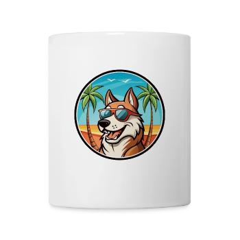 Russischer Jagdhund Rasse Cartoon Sonnenbrille Strand - Tasse - Weiß - Vorne