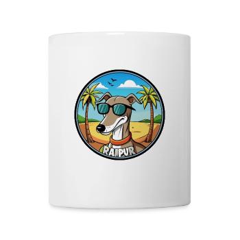Rampur Windhund Hunderasse Cartoon Sonnenbrille Strand - Tasse - Weiß - Vorne