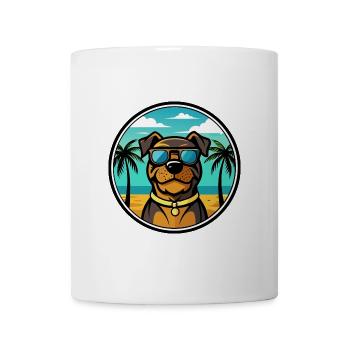 Rottweiler Chien Race Dessin Animé Lunettes De Soleil Plage - Mug blanc - blanc - Devant