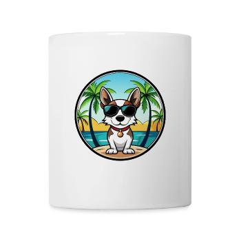 Rat Terrier Hund Rasse Cartoon Sonnenbrille Strand - Tasse - Weiß - Vorne