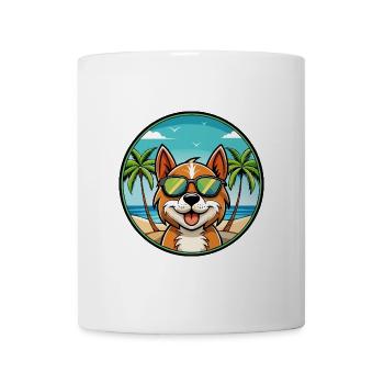 Portugiesisch Podengo Pequeno Hunderasse Cartoon Strand - Tasse - Weiß - Vorne