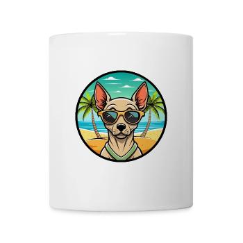 Peruanische haarlose Hunderasse Cartoon Sonnenbrille Strand - Tasse - Weiß - Vorne