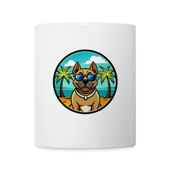 Perro De Presa Canario Hunderasse Cartoon Strand - Tasse - Weiß - Vorne