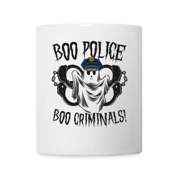 Buh Polizei, Buh Kriminelle! Polizist Halloween - Tasse - Weiß - Vorne