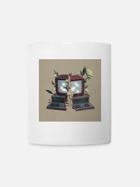 Computer with flowers - nature overwhelmed technique - Mug - white