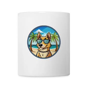 Norwegischer Windhund Rasse Cartoon Sonnenbrille Strand - Tasse - Weiß - Vorne