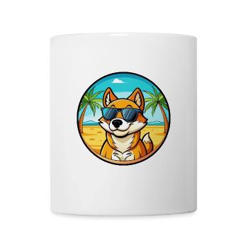 Lunettes de soleil de dessin animé de race de chien chantant de Nouvelle-Guinée - Mug blanc - blanc - Devant