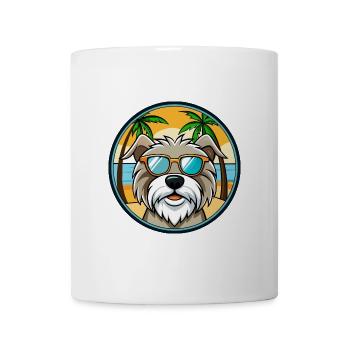 Lowchen Hunderasse Cartoon Sonnenbrille Strand - Tasse - Weiß - Vorne