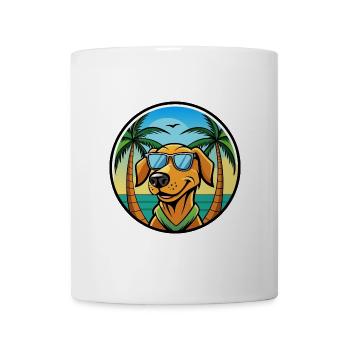 Litauischer Windhund Rasse Cartoon Sonnenbrille Strand - Tasse - Weiß - Vorne