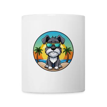Mittelschnauzer Hunderasse Cartoon Sonnenbrille Strand - Tasse - Weiß - Vorne