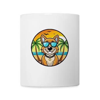 Laufhund Hunderasse Cartoon Sonnenbrille Strand - Tasse - Weiß - Vorne