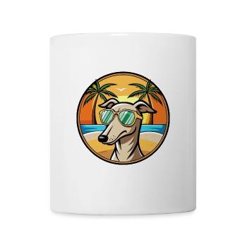 Windhund Hund Rasse Cartoon Sonnenbrille Strand - Tasse - Weiß - Vorne