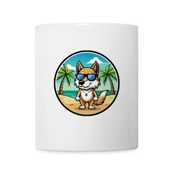 Italienisch Volpino Hund Rasse Cartoon Sonnenbrille Strand - Tasse - Weiß - Vorne