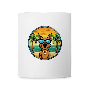 Jagdterrier Hunderasse Cartoon Sonnenbrille Strand - Tasse - Weiß - Vorne