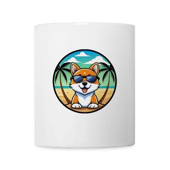 Hokkaido Hunderasse Cartoon Sonnenbrille Strand - Tasse - Weiß - Vorne