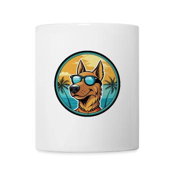 Deutscher Windhund Rasse Cartoon Sonnenbrille Strand - Tasse - Weiß - Vorne