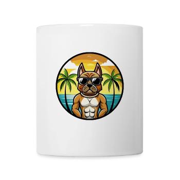 Deutscher Boxer Hund Rasse Cartoon Sonnenbrille Strand - Tasse - Weiß - Vorne