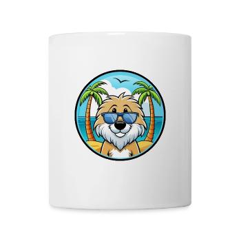 Friesische Wasserhundrasse Cartoon Sonnenbrille Strand - Tasse - Weiß - Vorne