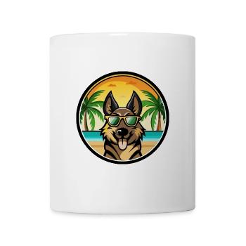 Berger d’Europe de l’Est Race Cartoon Beach - Mug blanc - blanc - Devant