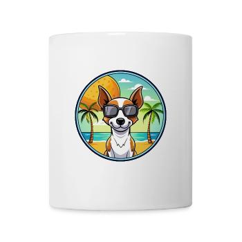Decker Rat Terrier Hunderasse Cartoon Sonnenbrille - Tasse - Weiß - Vorne
