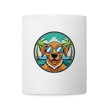 Dänische Broholmer Hunderasse Cartoon Sonnenbrille Strand - Tasse - Weiß - Vorne