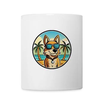 Cesky Fousek Hunderasse Cartoon Sonnenbrille Strand - Tasse - Weiß - Vorne