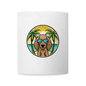 Lockig Beschichtet Retriever Hunderasse Cartoon Strand - Tasse - Weiß - Vorne
