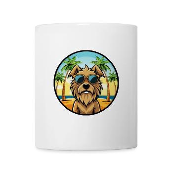Briard Dog Breed Cartoon Sunglasses Beach - Mug - white - Front