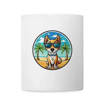Brasilianischer Terrier Hunderasse Cartoon Sonnenbrille Strand - Tasse - Weiß - Vorne