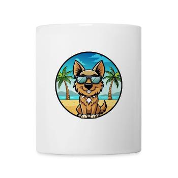 Böhmischer Schäferhund Hunderasse Karikatur Sonnenbrille Strand - Tasse - Weiß - Vorne