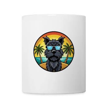 Schwarze russische Terrier Hunderasse Cartoon Sonnenbrille - Tasse - Weiß - Vorne