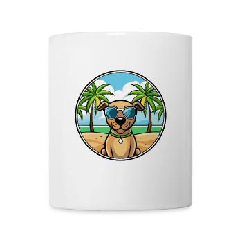 Black Mouth Cur Dog Breed Cartoon Sunglasses Beach - Mug - white - Front