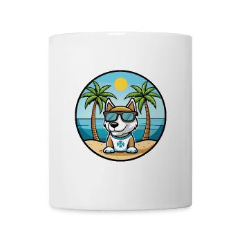Argentino Chien Race Dessin Animé Lunettes De Soleil Plage - Mug blanc - blanc - Devant