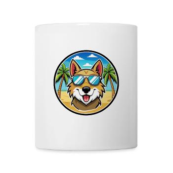 Aidi Hunderasse Cartoon Sonnenbrille Strand - Tasse - Weiß - Vorne