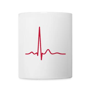 Herzschlag-EKG-Linie Medizinischer Pulswellen-Ikon-Vektor - Tasse - Weiß - Vorne