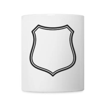 Leeres Schildlinien-Symbol Abzeichen Wappen Umrisssymbol - Tasse - Weiß - Vorne
