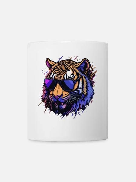 Cooler Retro-Tigerkopf - Tasse - Weiß