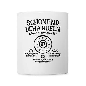 97. Geburtstag Schonend Behandeln Oldtimer Ist 97 - Tasse - Weiß - Vorne