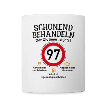 97. Geburtstag Schonend Behandeln Oldtimer Ist 97 - Tasse - Weiß - Vorne