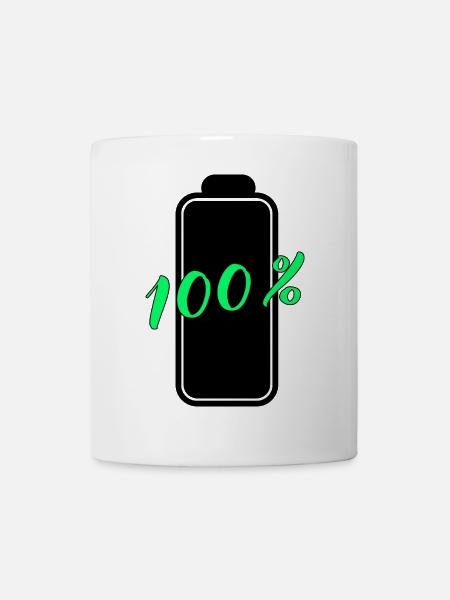 Batterie hat 100% volle Energie - Tasse - Weiß
